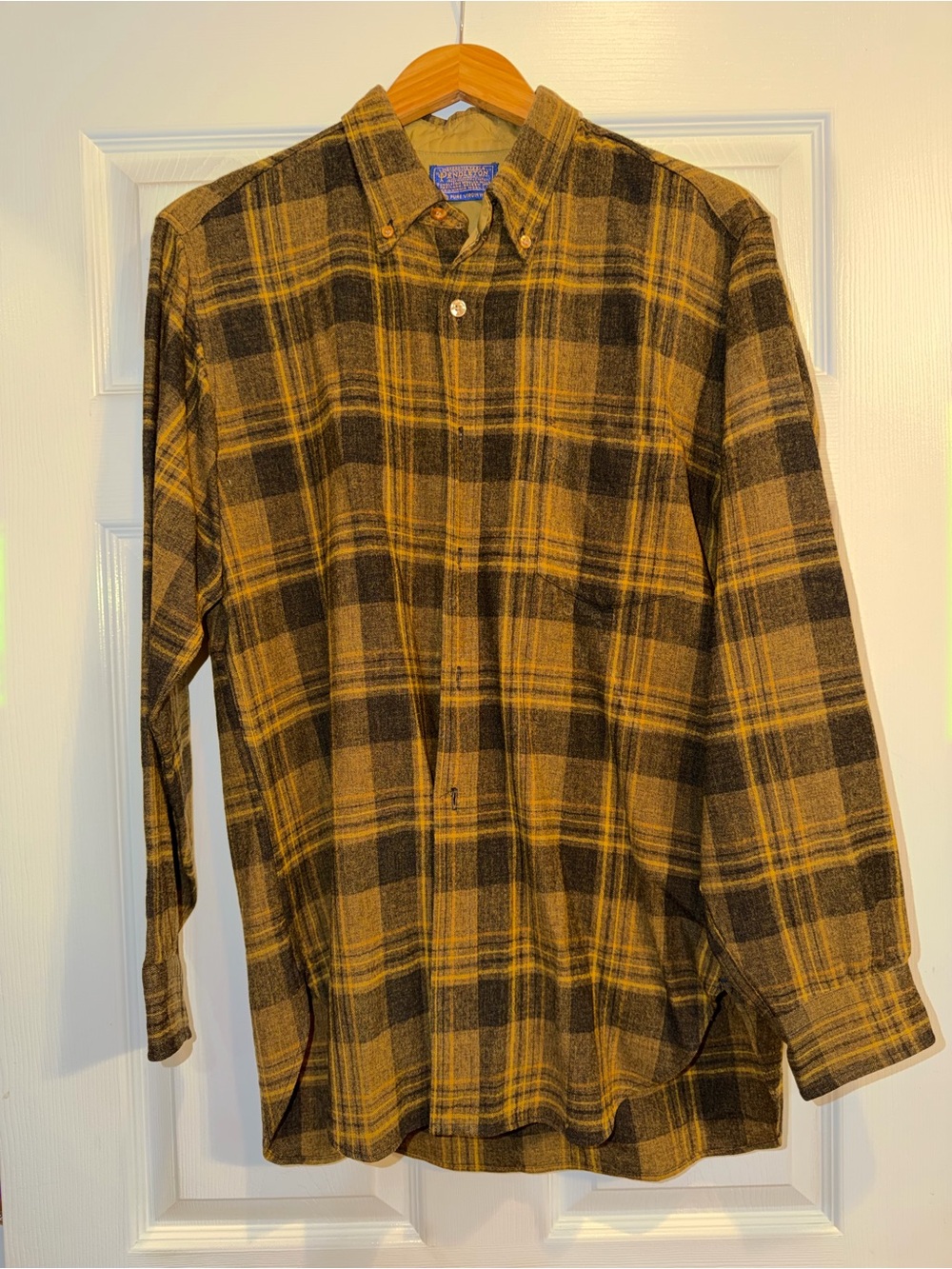 Pendleton Men’s Yellow and Brown Plaid Button-Down Shirt